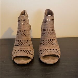 LC Lauren Conrad Brown Peep-Toe Ankle Booties